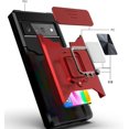 thumbnail image 2 of KOMI TPU+PC Holder Slot Adjustable Stand Case with 360 ° Ring Holder Support Protective Cover Push Window Insert Card Phone Case Compatible with Google Pixel 8 Pro 7A/6A/5A (Green,Google Pixel 7 Pro), 2 of 5