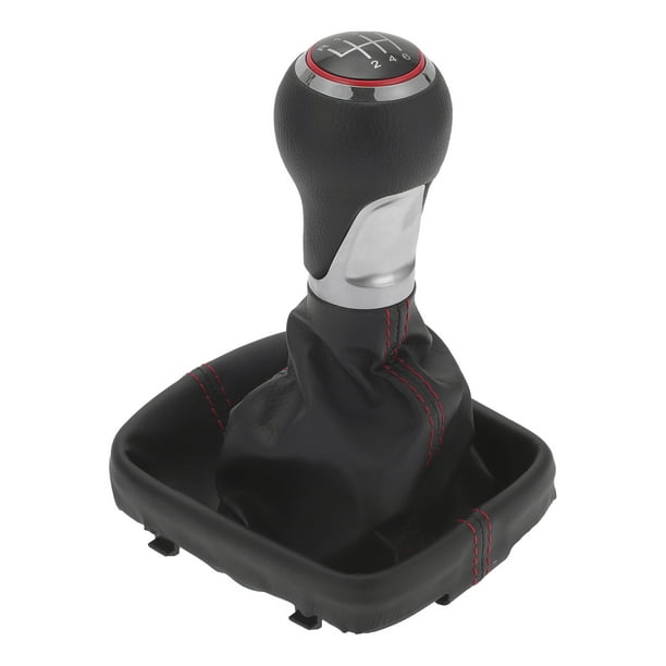 Perilla de Cambio Única con Cubierta de 6 Velocidades para Audi A3 8P en Cuero Sintético Cromado Rojo y Negro