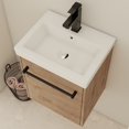 thumbnail image 3 of Tcbosik Floating Vanity Sink Combo, 18" Wall Mounted Vanity Cabinet with Towel Hanger & Soft Close Door for Small Space Bathroom Washroom, Light Oak, 3 of 10