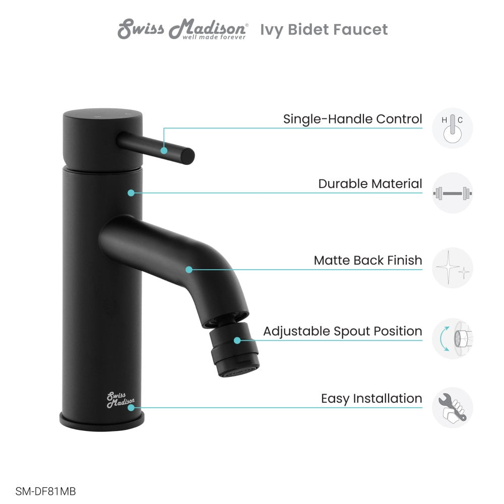 Ivy Bidet Faucet in Matte Black