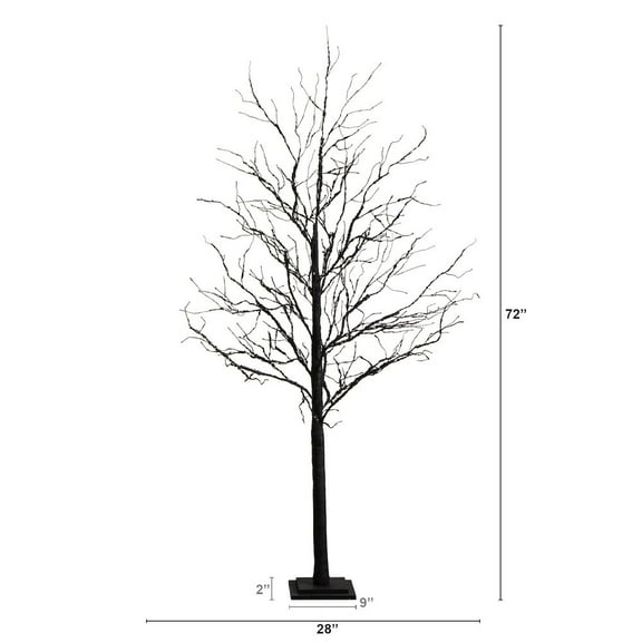 Nearly Natural 6ft. Pre-Lit Halloween Deluxe Black Twig Artificial Fall Tree with 156 Orange
