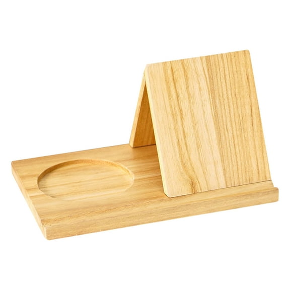Wooden Book Stand Triangle Book Holder Reading With Phone Holder Book Rest With Cup Holder For Coffee Bibliophile Book Lovers Natural