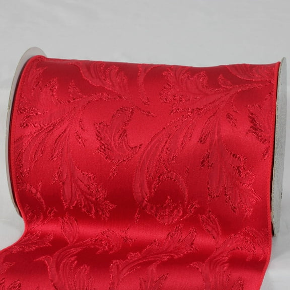 The Ribbon People Scarlet Red Floral Wired Craft Ribbon 8" x 20 Yards
