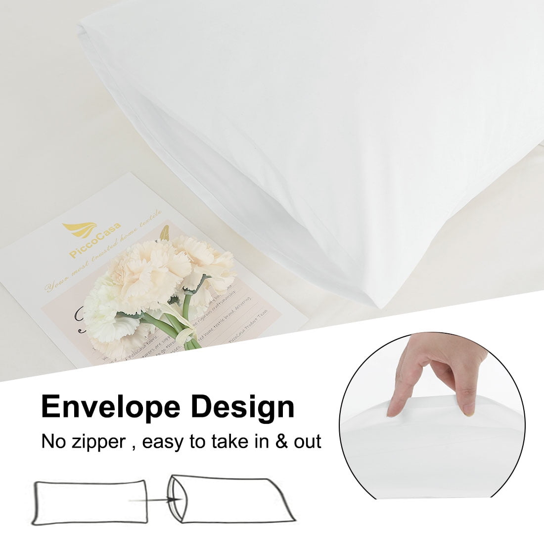 Unique Bargains 4-Pack Solid Microfiber Pillowcases White Standard(20"x26")