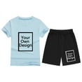 thumbnail image 3 of HUITKMM Boys Fashion Summer Children Kid Boys Girls Soft Short Sleeve T Shirt Top Blouse and Shorts Casual Two Piece Outfit Set, 3 of 8