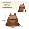 thumbnail image 3 of Sunyuer Vintage Soft PU Leather Backpack for Women, Large Capacity Multi-Pocket Casual Daypack, Adjustable Strap Fashion Shoulder Rucksack for Commute Travel Daily Work, 3 of 8