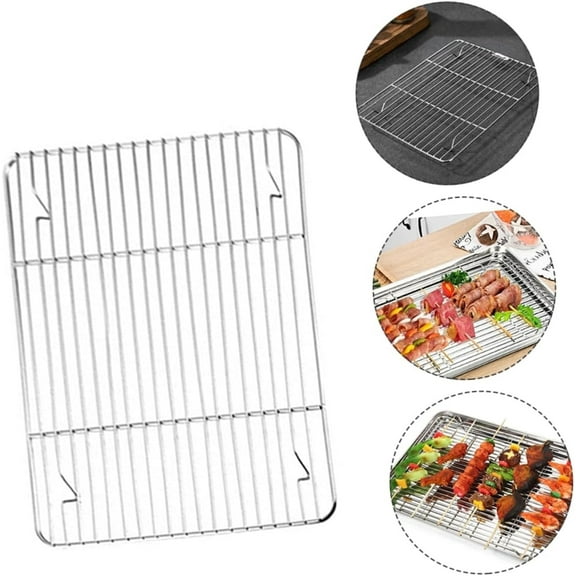 Stainless Steel Cooling Racks,9.8x7.5x1In Oven Grid Rack for Baking,QZS Dishwasher Safe,Reusable Rectangle Bakeable Rack for Cookies,Roasting