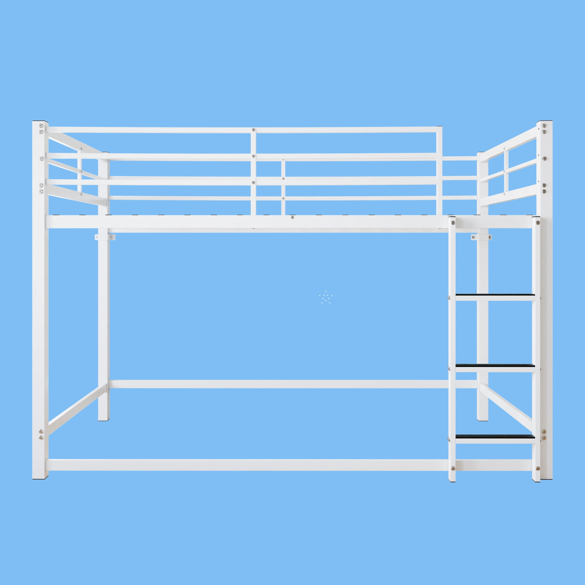 Mintazer Modern Twin Over Twin Metal Bunk Bed with Ladder and Guardrails for Bedroom Guest Room, Black