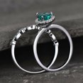 thumbnail image 5 of HeartsAndYou 2ct Natural Green Emerald Fancy Bridal Set Engagement Ring 14k SOLID White Gold, 5 of 9