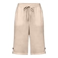 thumbnail image 3 of JJHGVB Bermudas Shorts for Women Summer Shorts Lounge Shorts High Waisted Gauze Shorts Knee Length Wide Leg Casual Summer Beach Pants Flowy Shorts Summer Trendy Elastic Wais Women’s Beige L, 3 of 9