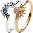 thumbnail image 1 of Nuevo anillo de cristal Celestial azul brillante Luna sol estrella para mujer moda elegante banda para el dedo apilable regalos de joyería de fiesta, 1 of 5