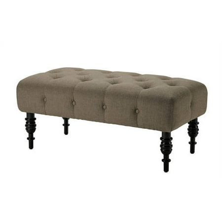 Better Homes and Gardens Traditional Tufted Bench with Turned Wood Legs