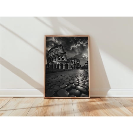 Colosseum Black White Rome Historic Architecture Living Room Graphic Poster Unframed Paper Print
