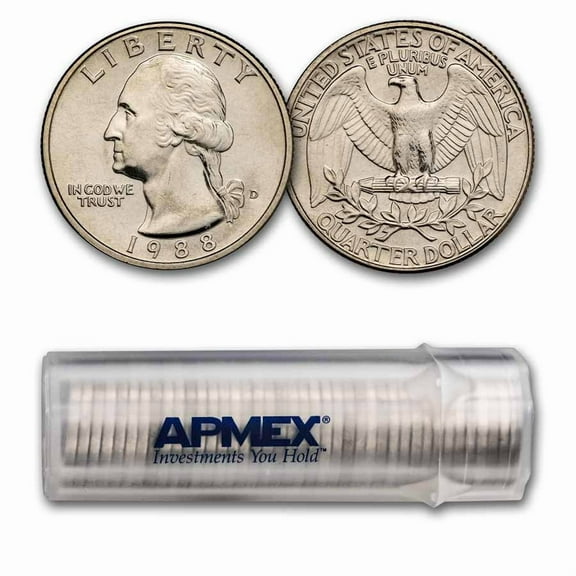 1988-D Washington Quarter 40-Coin Roll BU