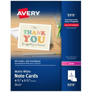 Avery Printable Greeting Cards, Quarter-Fold, 4.25 x 5.5, Matte White, 20 Blank Cards with Envelopes (3266)