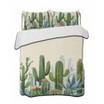thumbnail image 2 of Quilts Twin Size, Green Cactus Soft Comforter Bedding Set for Bed, Watercolor Summer Botanical Beige Lightweight Quilted Bedspread with Pillow Cover(2 Pieces) for All Season, 68x86 Inch, 2 of 6