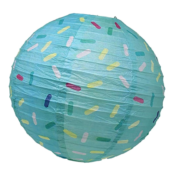 Pantalla de lámpara de papel redonda china para colgar, fácil de montar, para manualidades DIY azul