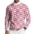 thumbnail image 2 of yuCgh Men's Heart Print Ribbed Knit Long Sleeve Pullover, Round Neck Casual Sweater for Valentine's Day, Comfort Fit Soft Fabric Relaxed Style,Hot Pink L, 2 of 7