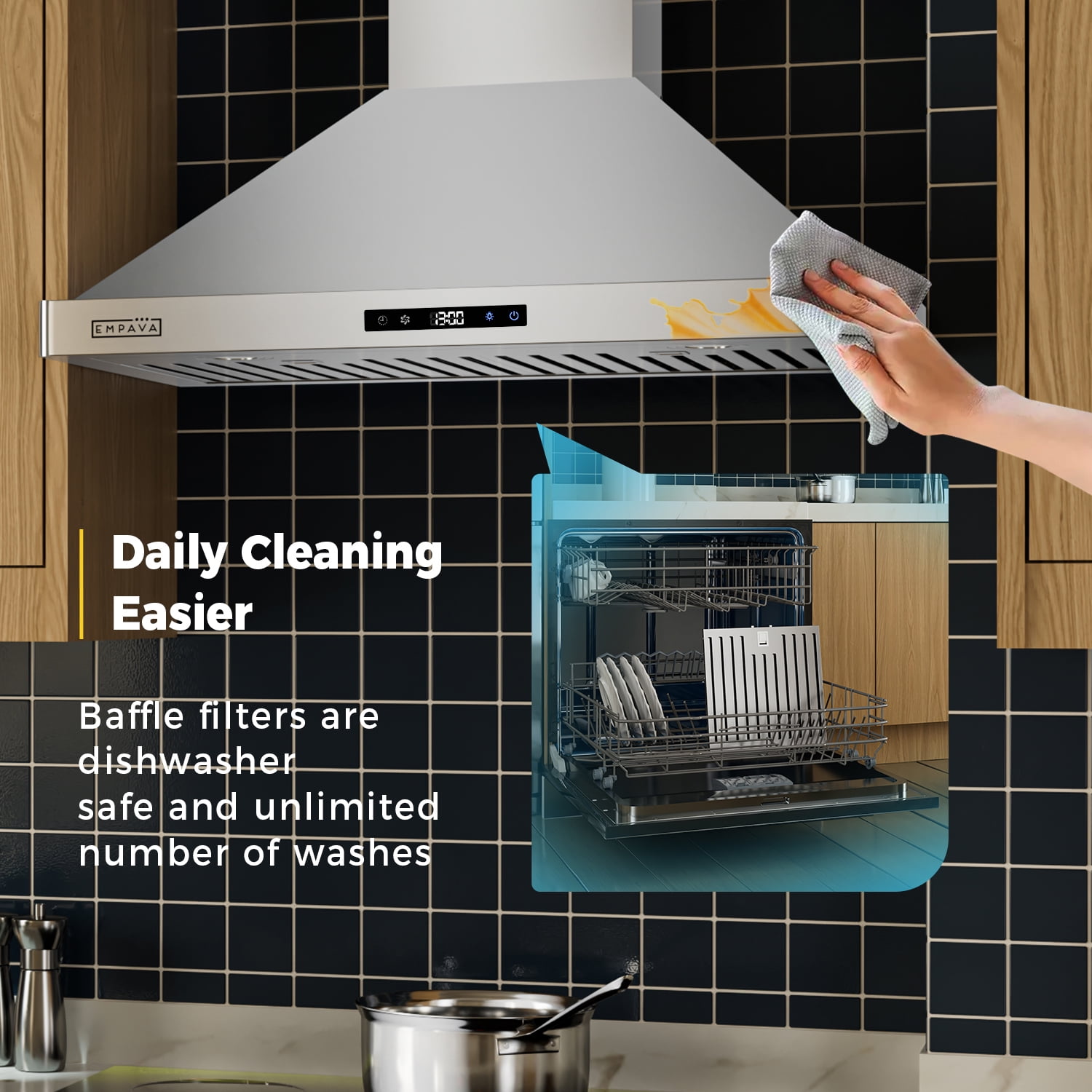 30 in. 400 CFM Ducted Kitchen Wall Mount Range Hood with Light in Stainless Steel