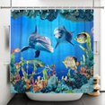 thumbnail image 3 of Blue Ocean Dolphin Shower Curtains for Kids Sea Life Bathroom Decor Tropical Fish Coral Reef Shower Curtain Funny Bathroom Decor Polyester Fabric Waterproof 72x72 Inch with Hooks, 3 of 6