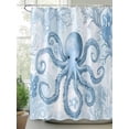 thumbnail image 2 of Fsddascl Blue Octopus Shower Curtain Set - Long 72" x 84" Washable Bathtub Curtain with 12 Hooks, Summer Watercolor Ocean Coral Waterproof Fabric Stall Shower Curtains for Bathroom/Bathtub Décor, 2 of 6