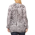 thumbnail image 2 of Sakkas Ditta Women's Casual Loose Long Sleeve Print Button Down Shirt Tunic Blouse - ZBK211-Black - Plus Size, 2 of 5