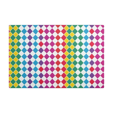 

Dish Drying Mat Microfiber Kitchen Dish Pad Counter Absorbent Drainer Rack 12 x18 Rainbow Harlequin Squares