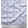 thumbnail image 1 of Soimoi Blue Rayon Crepe Fabric Moroccan Damask Print Fabric by Yard 46 Inch Wide, 1 of 3