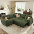 thumbnail image 2 of Marrber 84” Convertible Sectional Sleeper Sofa with Pull-Out Sofa Bed, L-Shaped Corner Sofa with Reversible Chaise and Hidden Storage, Pet-friendly Plush Corduroy for Living Room, Green, 2 of 9