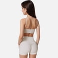 thumbnail image 4 of Women's High Waist Ruched Seamless Shorts with Stretch Fabric - Medium, White, 4 of 5