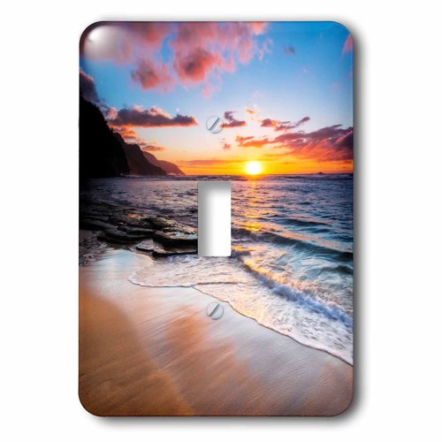3dRose, Sunset over the Na Pali Coast, Haena State Park, Kauai, Hawaii, single toggle switch