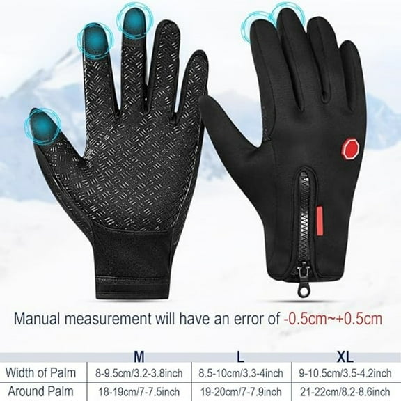 3 Pairs Outdoor Winter Touchscreen Gloves Windproof Waterproof Thermal Gloves for Running Hiking for Men Women