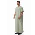 thumbnail image 2 of Gamivast Mens Short Sleeve Shirts Embroidery Zip Neck Kaftan Robe Dress Shirts Muslim Fashion Thobe Jubba Casual Shirts Loose Fit Summer Prayer Wear, 2 of 7
