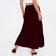 thumbnail image 6 of Wyobmus Women's Boho Flowy Maxi Skirt Summer Casual Elegant Layered Tiered Skirt High Elastic Waist A Line Long Skirts Burgundy, 6 of 8