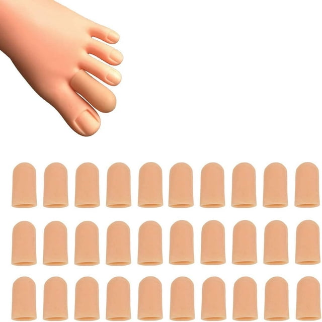 LNGOOR 30 Pieces Gel Toe Caps Silicone Toe Protector Toe Covers Protect Toe from Rubbing Ingrown Toenails Corns Blisters Hammer Toes and Other Painful Toe Problems