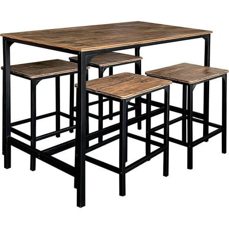 WS 5-Piece Bar Table Set with 4 Stools,Dining Room Table Set,Small ...