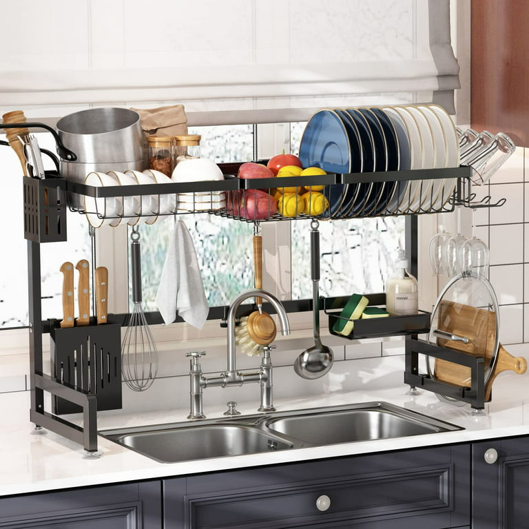 LIVOD Over The Sink Dish Drying Rack, 2 Tier Over Sink Dish Drying Rack  Width Adjustable(25.6-37.6in), Durable Stainless Steel Dish Rack Over Sink  Organizer, Space Saving Kitchen Sink Drying Rack - Yahoo