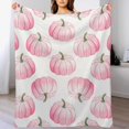 thumbnail image 2 of Manta de franela ligera y suave con diseño de calabazas rosas en acuarela para otoño, para cama, sofá, salón, silla, coche, viajes, 50 x 60 pulgadas, 2 of 7