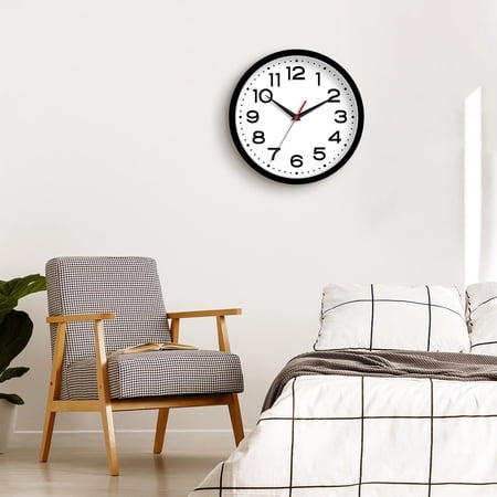 JUNCHI-Wall Clock Silent Non-Ticking Modern Clock Battery Operated 8 Inch Small Classic Analog Decorative for Kitchen Living Room Office Bedroom Bathroom (Black)