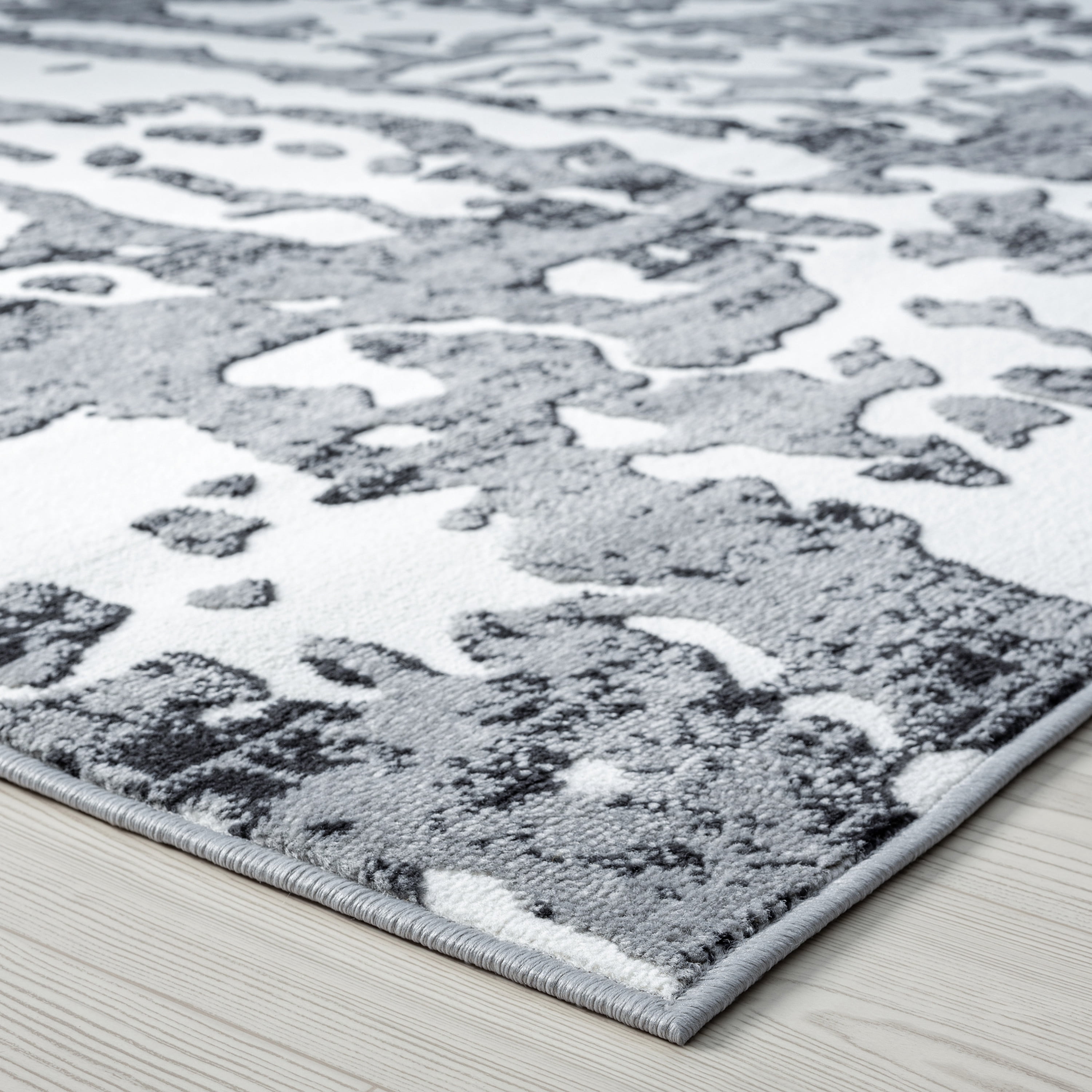 Contemporary 9x12 Area Rug (8'10'' x 12'2'') Abstract Gray, White Living Room Easy to Clean