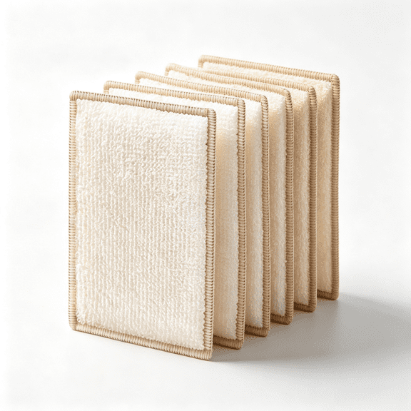 Bamboo Dish Sponge Natural Kitchen Scrub Sponges-Beige,6 Pack