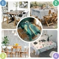 thumbnail image 4 of Teal and Gold Marble Swirls Pattern Rectangle Tablecloth 60"x84",Waterproof Polyester Rectangle Table Cloth, Wipeable Spillproof Polyester Tablecloth for Dining, Camping, Indoor and Outdoor, 4 of 5