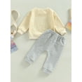 thumbnail image 4 of TSEXIEFOOFU Baby Boys Pants Set, Long Sleeve Crew Neck Letters Print Sweatshirt with Elastic Waist Sweatpants Fall Outfit, 4 of 9
