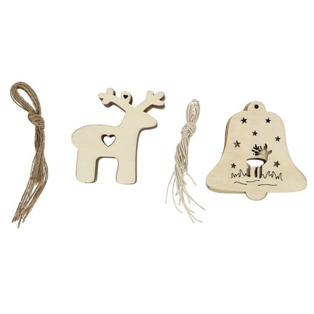 

20Pcs Christmas Wooden Pendants Festival DIY Wood Pieces Hanging Fawn Bell Pendants