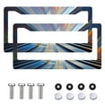 thumbnail image 2 of 2Packs License Plate Frames with Cyberpunk Abstract Urban Light Rays Pattern Includes Screws & Caps Full Accessories Included Size 6.3x12.2inch(16x31cm), 2 of 8