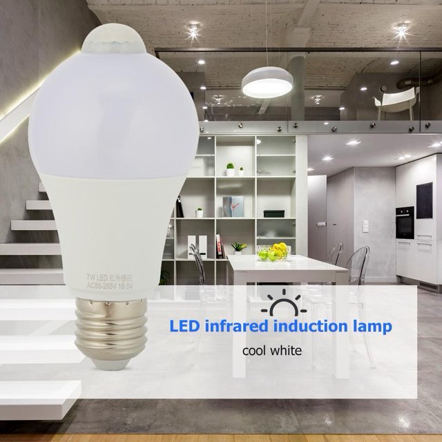 Lámpara de bombilla LED E27 con sensor de movimiento PIR de 5/7/9/12 W para iluminación nocturna de camino