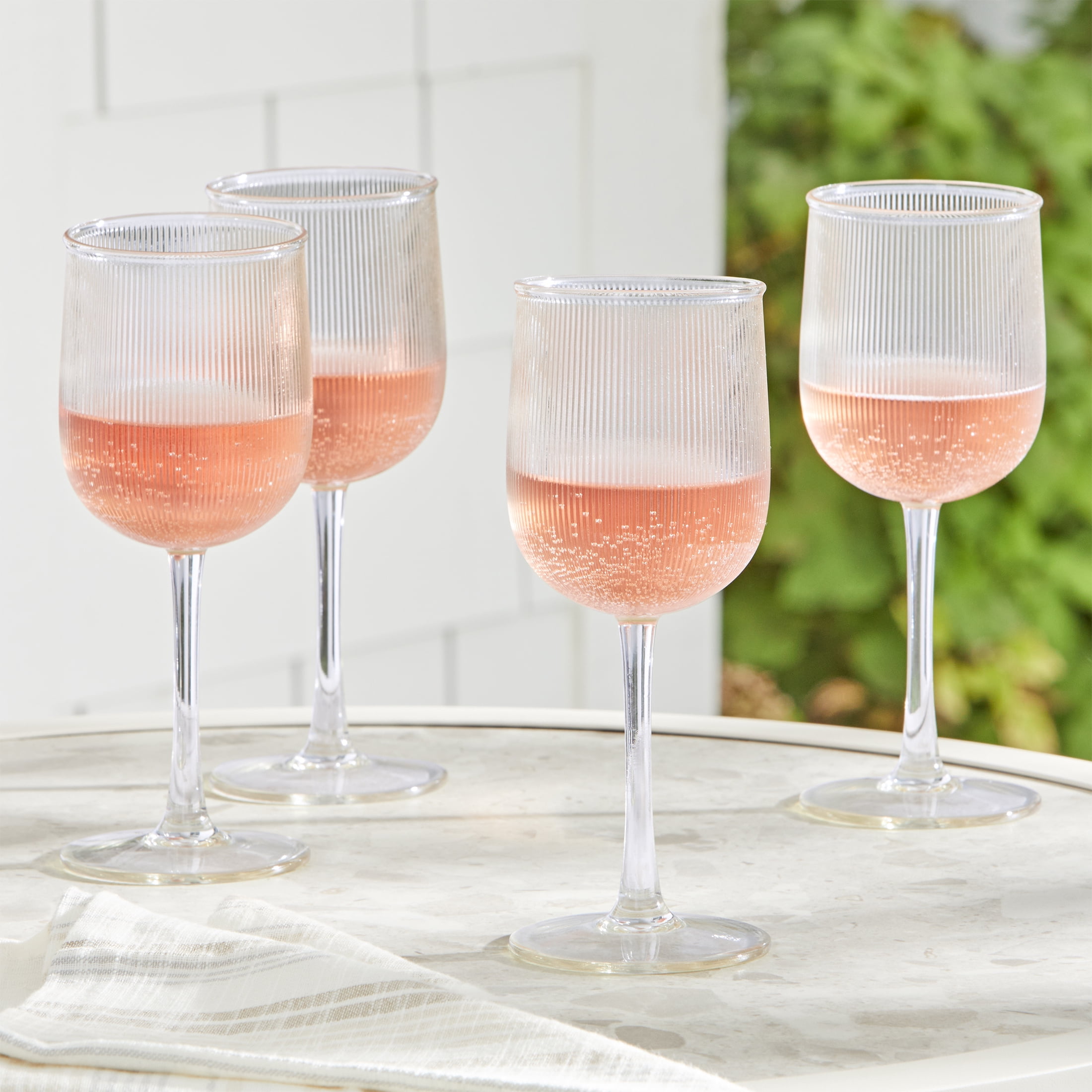 (2 pack) Better Homes & Gardens 4-Piece Clear Ribbed Tritan Wine Glass Set
