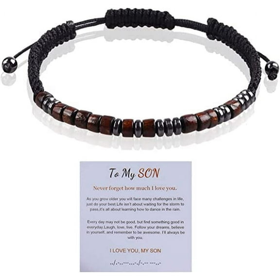 Designice To My Son Morse Code Bracelet in Stainless Steel