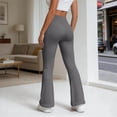 thumbnail image 7 of ClodeEU Women's High Waist Flare Leg Yoga Pants,Solid Color Quick Dry Stretch Workout Leggings Gray,Women's Plus L, 7 of 7