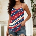 thumbnail image 4 of 4th Of July Tank Tops Women Patriotic Star Print Sleeveless Square Neck Spaghetti Strap Cami Tops Celebration Stretchy Summer Travel Tops,L,#01 Watermelon Red, 4 of 5